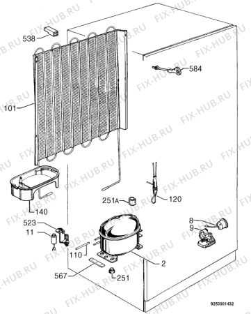 Взрыв-схема холодильника Frigidaire RF240 - Схема узла Cooling system 017